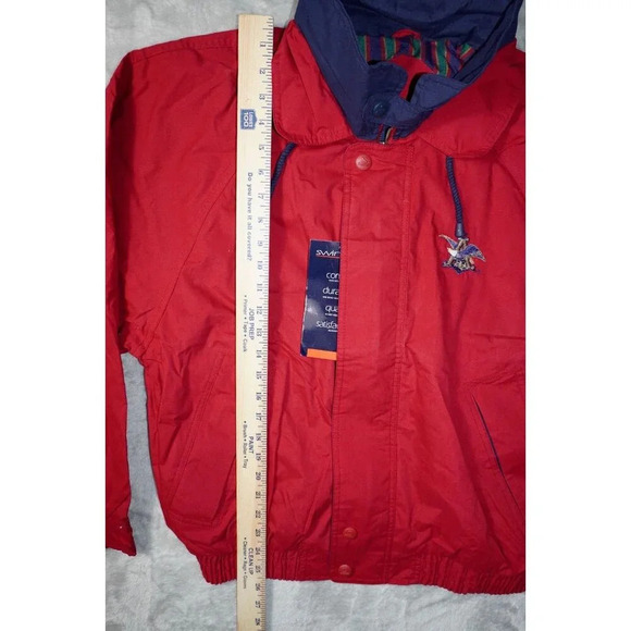 VTG Anheuser Busch Coachs Jacket Mens Red Medium Made in USA Beer Eagle Logo - Picture 9 of 13